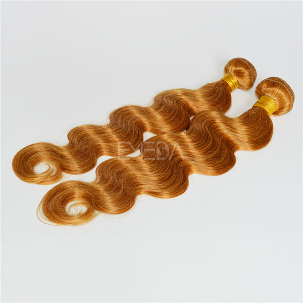 Golden color Indian body wave hair weave LJ142